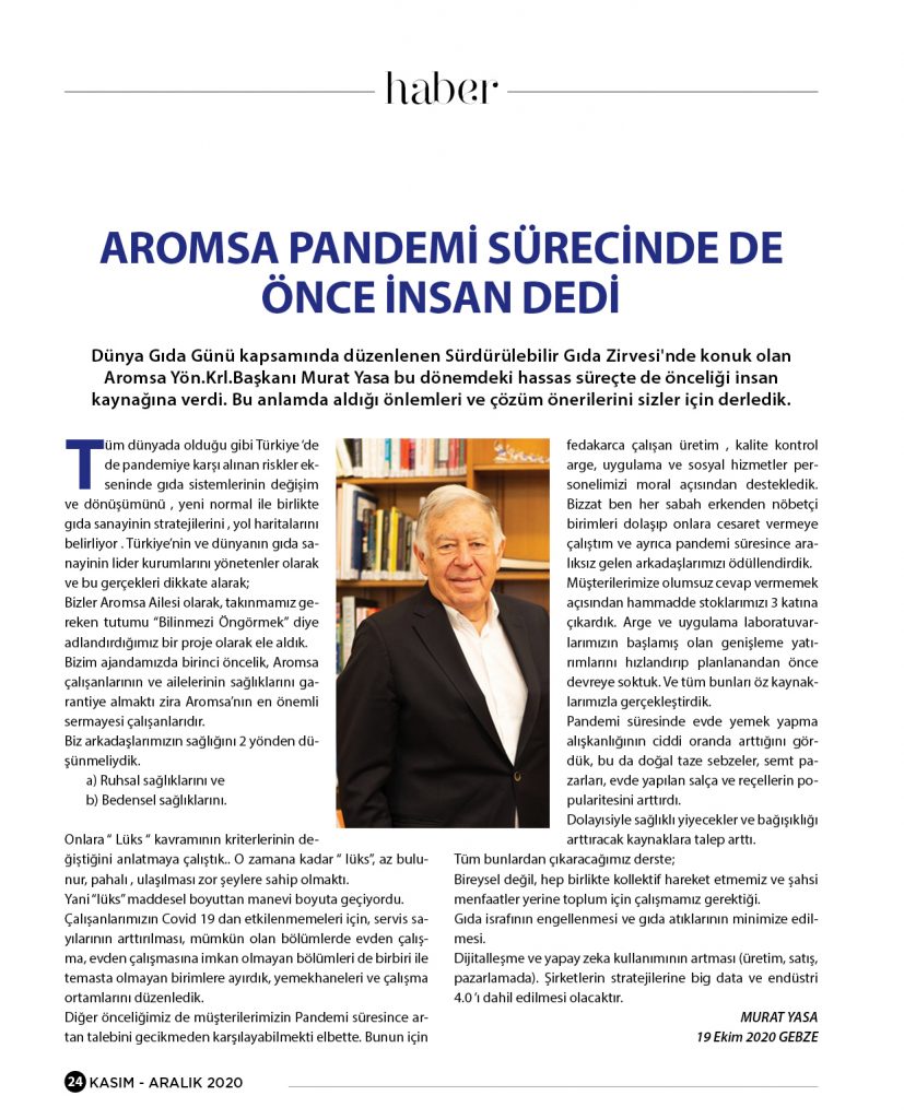 Aromsa Pandemi Sürecinde de Önce İnsan Dedi