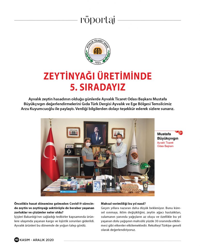 Zeytinyağı Üretiminde 5. Sıradayız