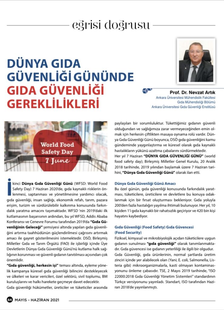 Dünya Gıda Güvenliği Gününde Gıda Güvenliği Gereklilikleri