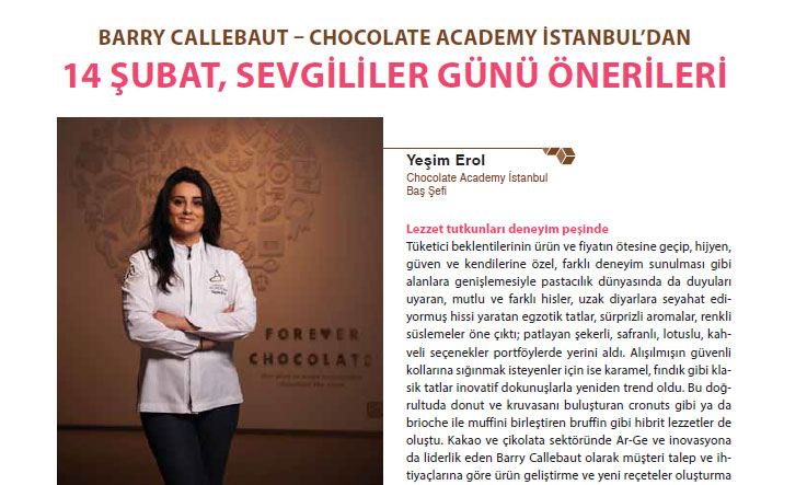 BARRY CALLEBAUT – CHOCOLATE ACADEMY İSTANBUL’DAN 14 ŞUBAT, SEVGİLİLER GÜNÜ ÖNERİLERİ