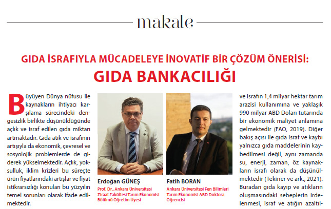 GIDA İSRAFIYLA MÜCADELEYE İNOVATIF BİR ÇÖZÜM ÖNERİSİ: GIDA BANKACILIĞI