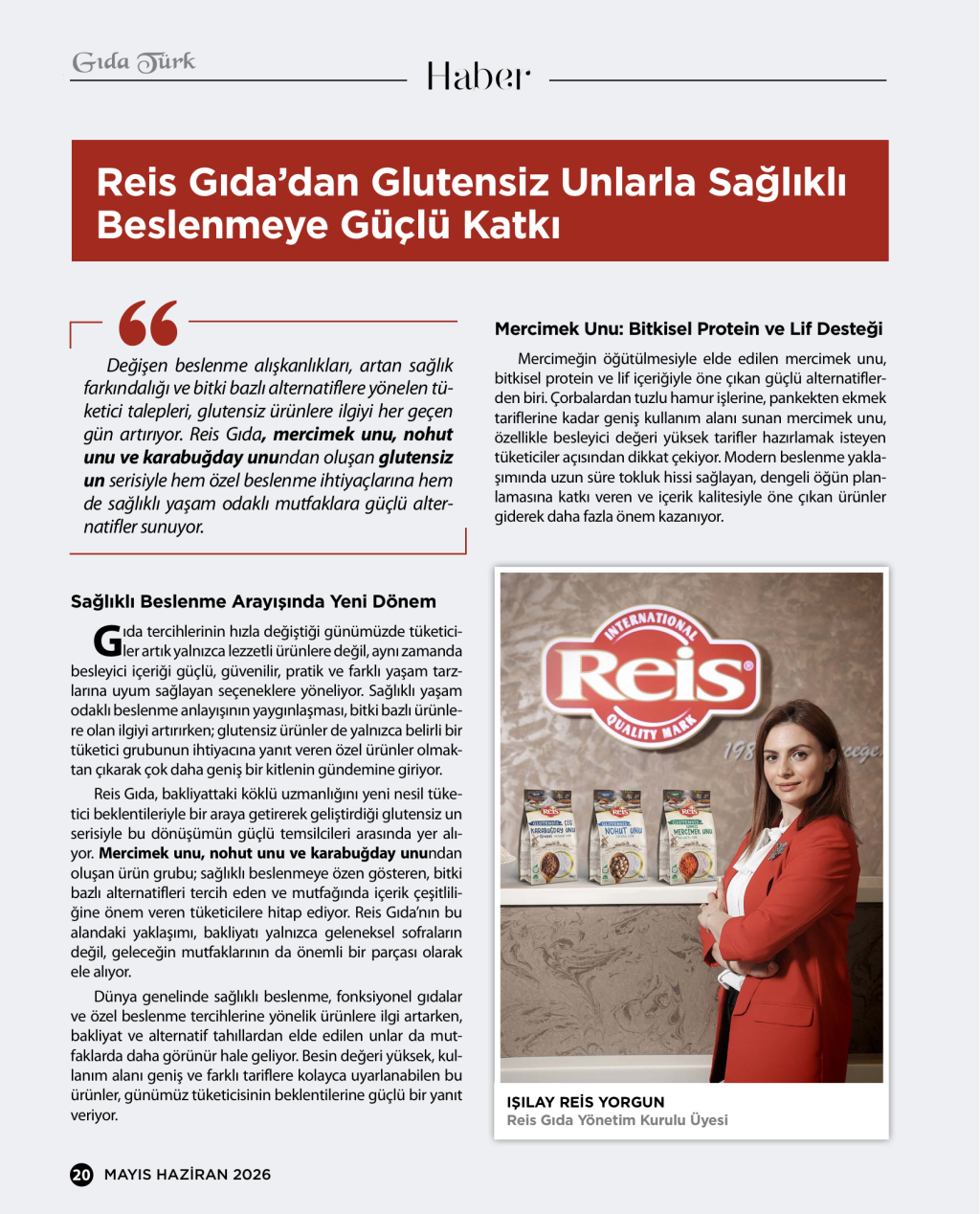 Reis Gıda'dan Glutensiz Unlarla Sağlıklı Beslenmye Güçlü Katkı
