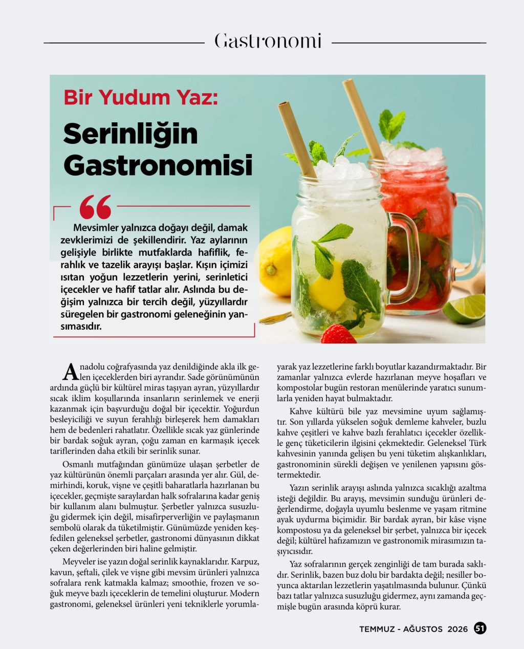 Bir Yudum Yaz: Serinliğin Gastronomisi
